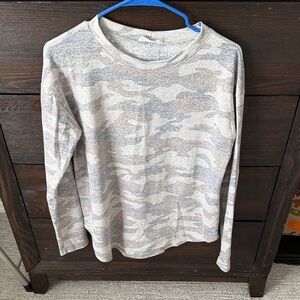 First Love Camouflage Long Sleeve Tee - Gray and Cream